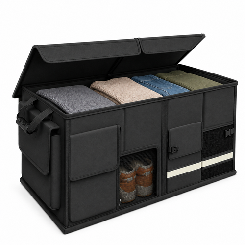 Gardez votre camping-car, van aménagé ou mobil-home parfaitement organisé avec cette boîte de rangement pliable 60L. Idéale pour ranger vêtements, chaussures, accessoires de voyage ou matériel de camping,