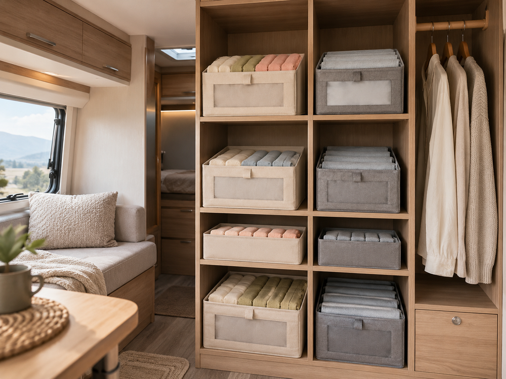 Optimisez facilement vos espaces de rangement avec nos boîtes de rangement pliables, spécialement conçues pour les camping-cars, vans aménagés, caravanes et mobil-homes. Grâce à leurs différents formats, elles permettent d'organiser efficacement vos vêtements