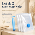 Optimisez votre rangement avec ces sacs sous vide réutilisables, parfaits pour le linge, les couettes et les vêtements. Ils protègent de l’humidité, de la poussière et des odeurs tout en économisant jusqu’à 75 % d’espace.