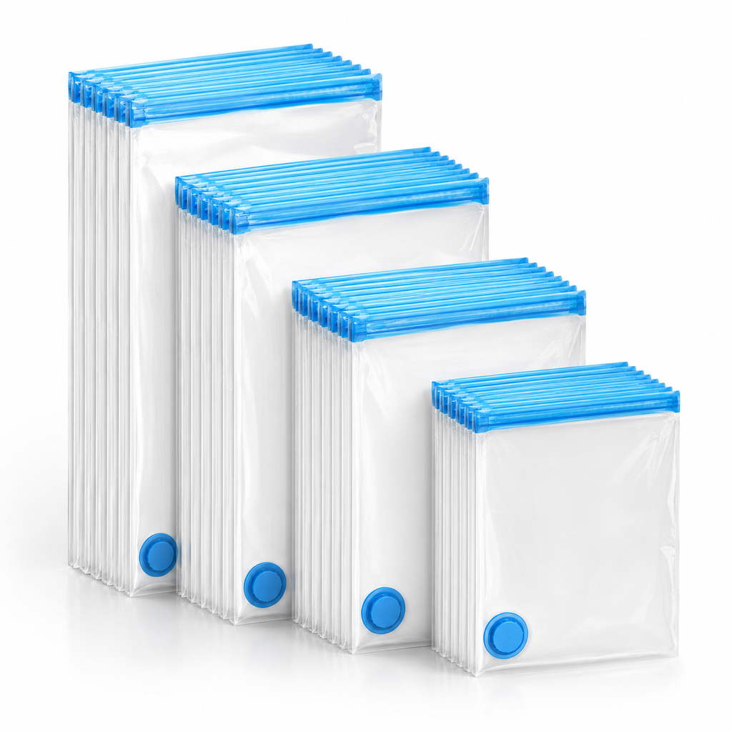Optimisez votre rangement avec ces sacs sous vide réutilisables, parfaits pour le linge, les couettes et les vêtements. Ils protègent de l’humidité, de la poussière et des odeurs tout en économisant jusqu’à 75 % d’espace.
