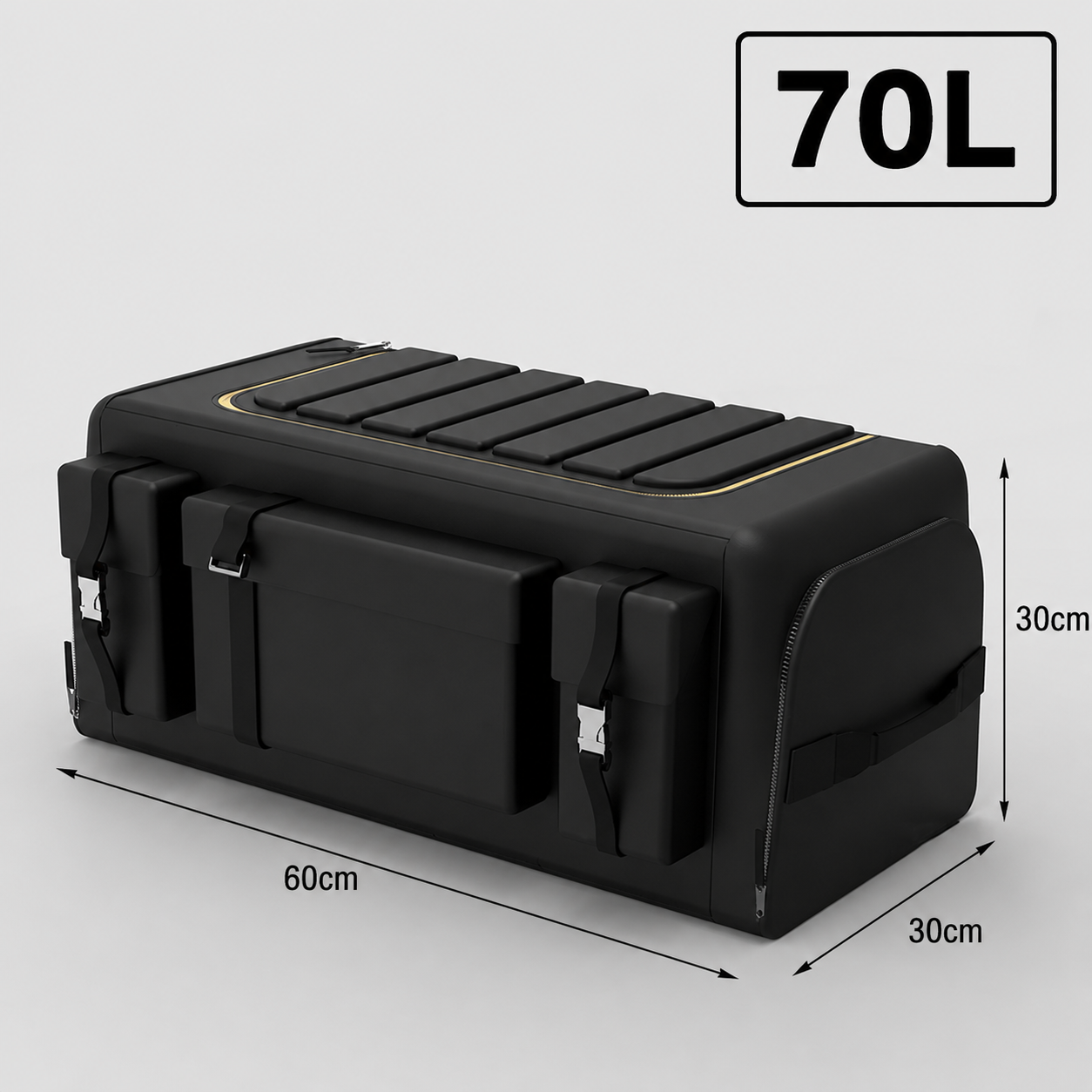 Organisateur de coffre 70L pratique et spacieux, idéal pour ranger vos affaires en voiture, camping-car, van aménagé ou mobil-home. Grâce à sa grande capacité, il permet de garder vos équipements de voyage