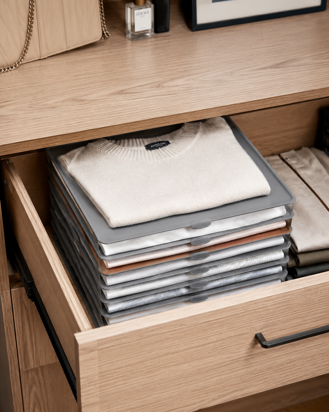 Organisateur pliable pour vêtements – Rangement gain de place camping-car et van