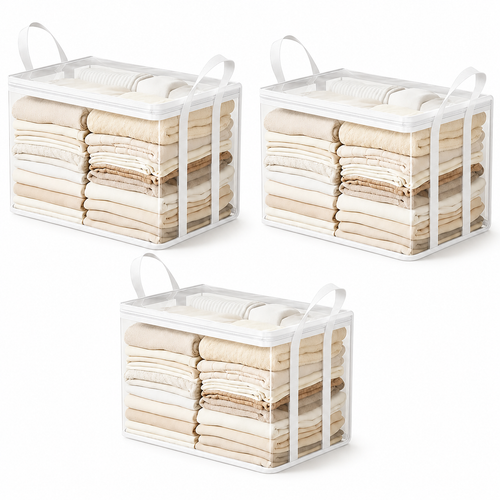 Sac de rangement transparent d'un van pour un gain de place et un rangement optimal.