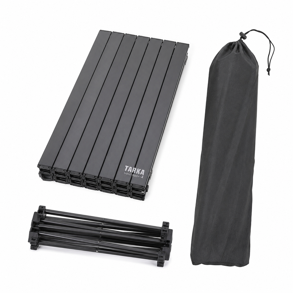 Table de camping pliable avec son sac portable à côté pratique pour le transport 