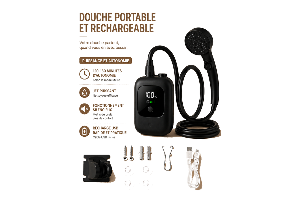 Douche Portable Rechargeable pour Camping & Van